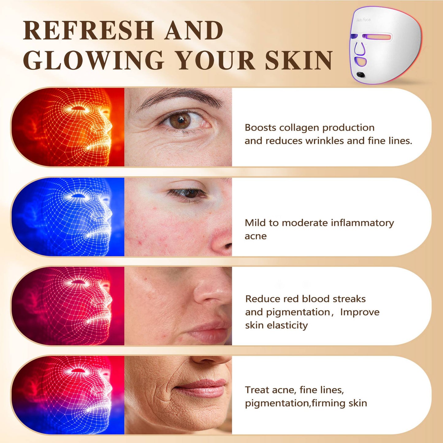 𝗟𝗘𝗗 𝗙𝗮𝗰𝗲 𝗠𝗮𝘀𝗸 𝗳𝗼𝗿 𝗥𝗲𝗱 𝗟𝗶𝗴𝗵𝘁 𝗧𝗵𝗲𝗿𝗮𝗽𝘆